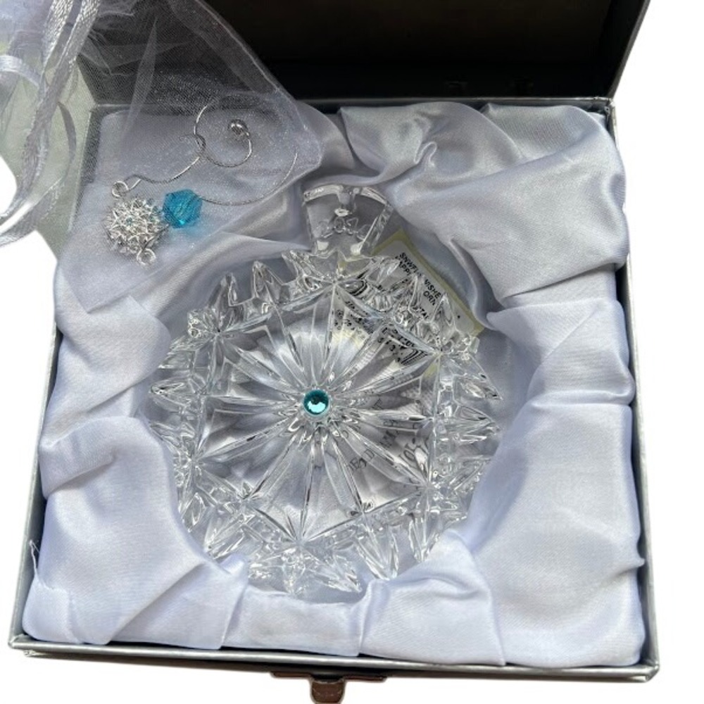 Waterford Crystal Snowflake Wishes Aqua Happiness Ornament 2018 Christmas